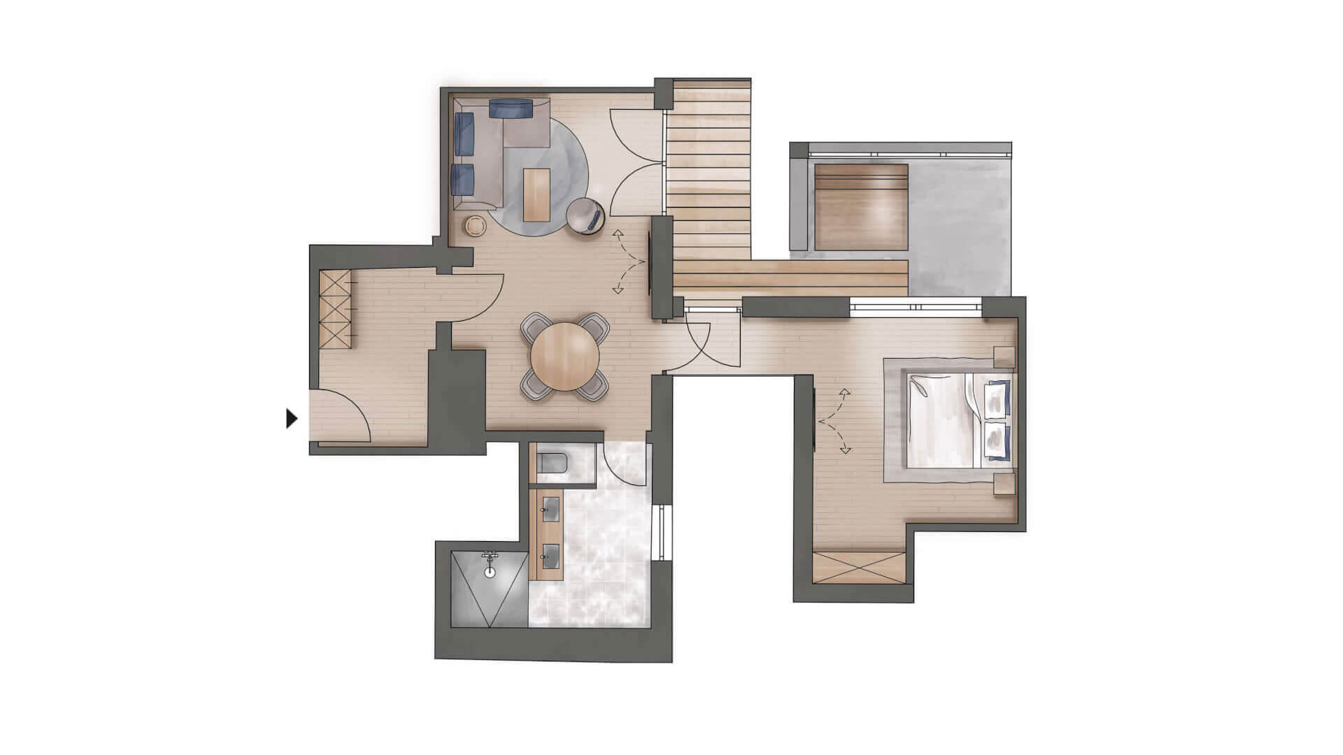 A floor plan of a house