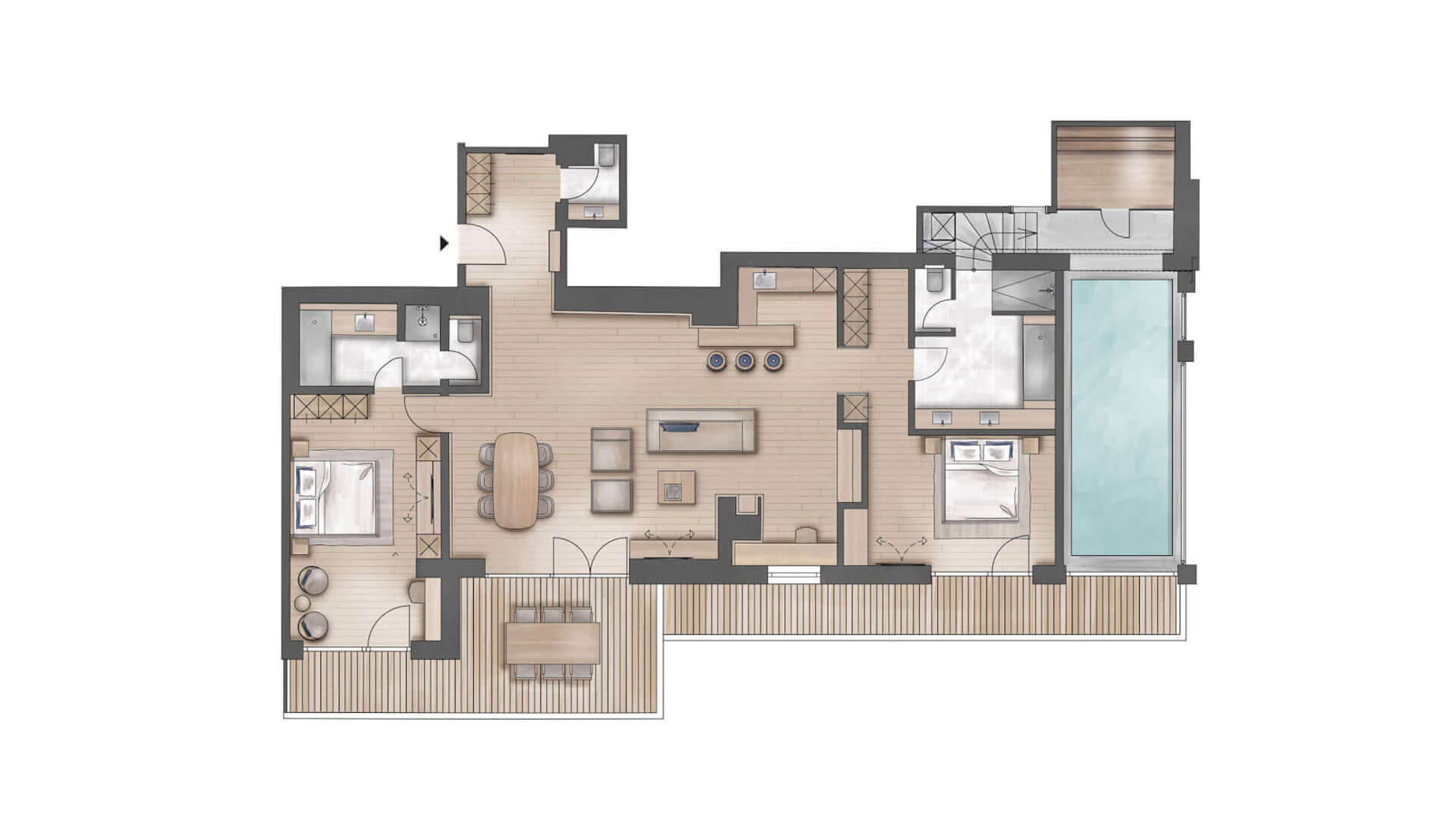A floor plan of a house on the website of Promontoria Hochgurgl GmbH - TOP Hotel Hochgurgl