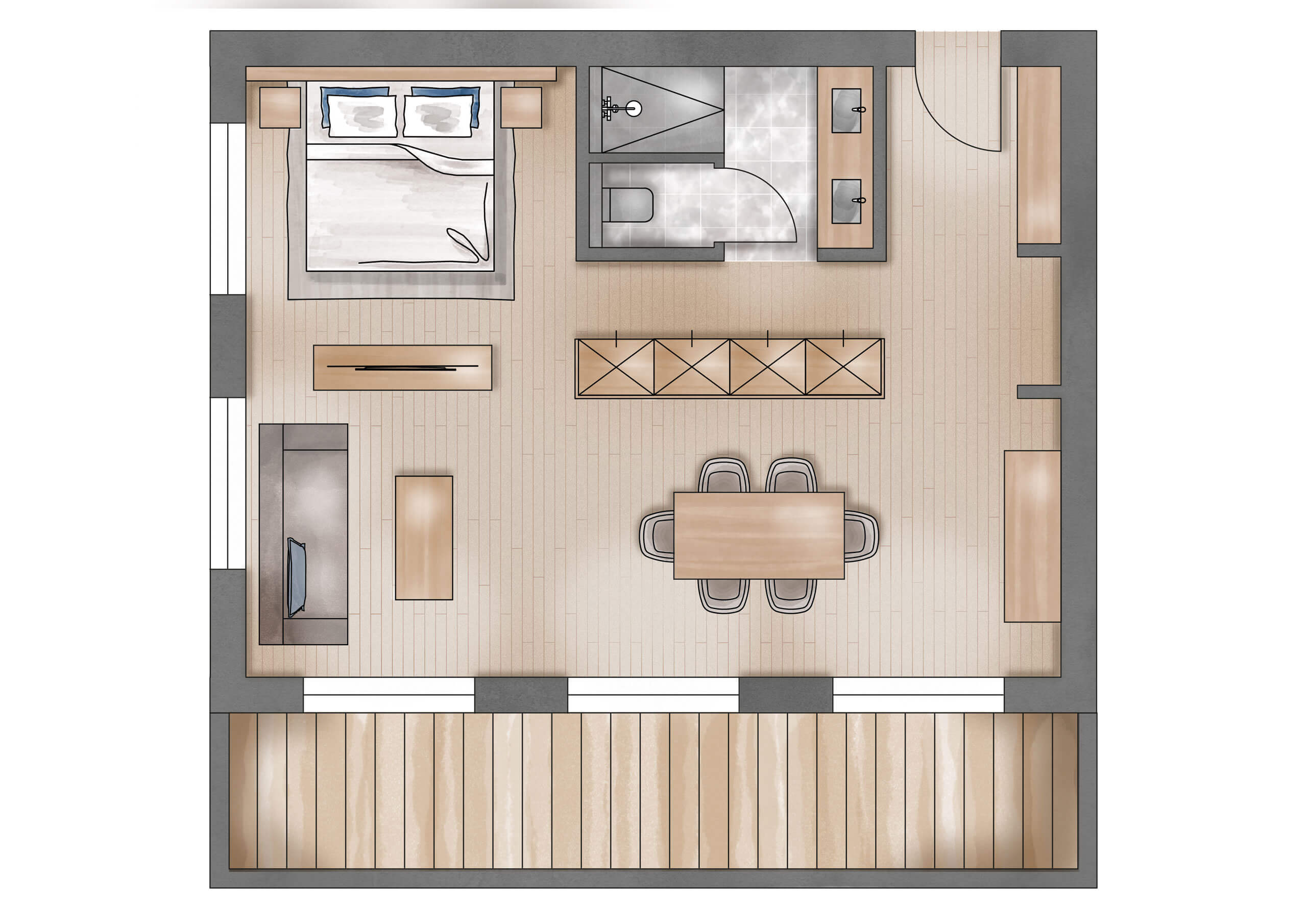 A floor plan of a house