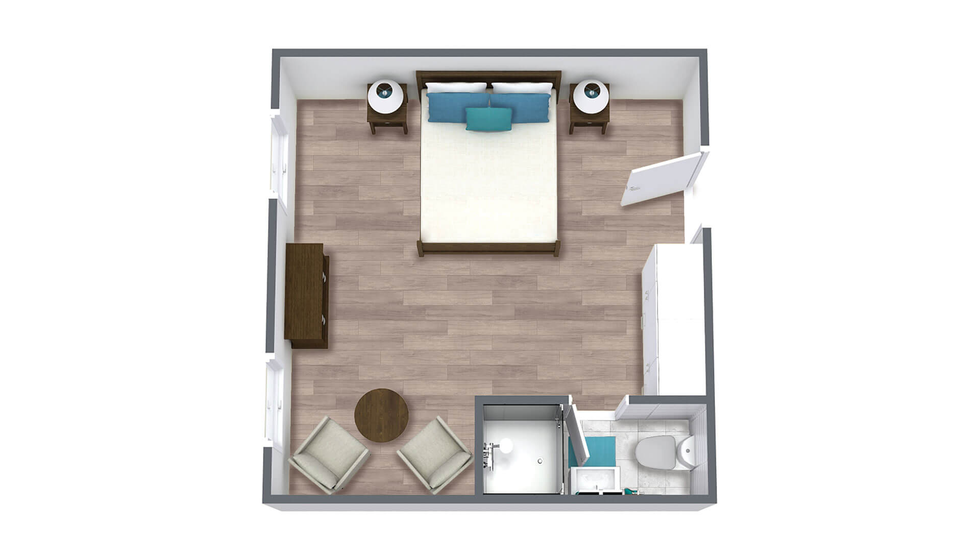 A floor plan of a bedroom in TOP Hotel Hochgurgl