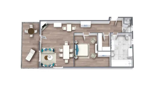 Grundriss eines 92 m² großen Hotelzimmers für 2-3 Personen mit einem Doppelbett bei TOP Hotel Hochgurgl