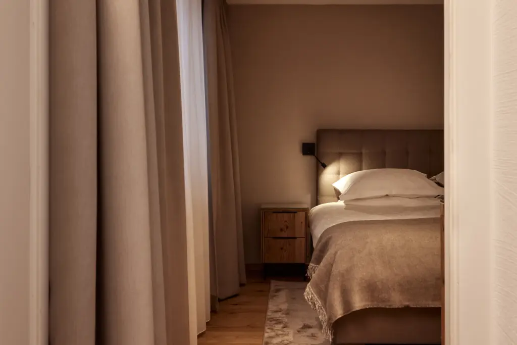 Schlafzimmer Junior Suite Sauna im TOP Hotel Hochgurgl